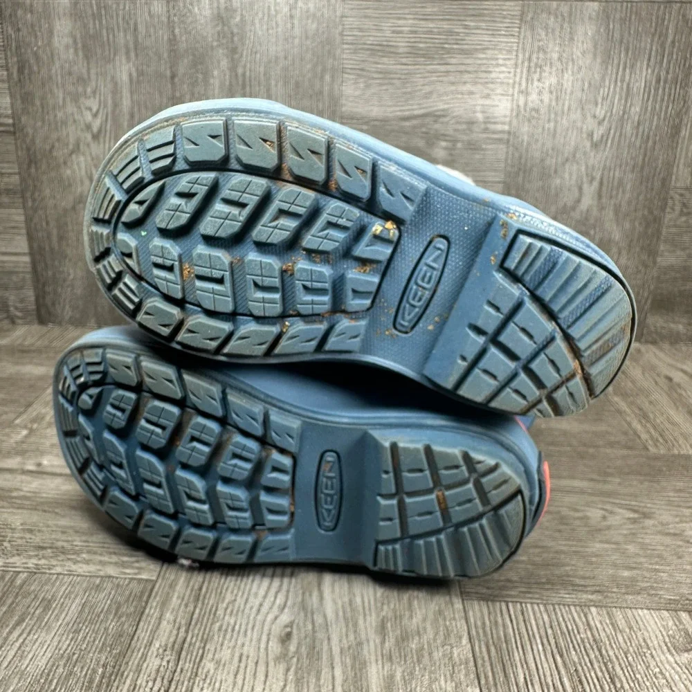 KEEN Waterproof Winter Boots Toddler 8 Blue Coral Insulated Faux Fur NEW